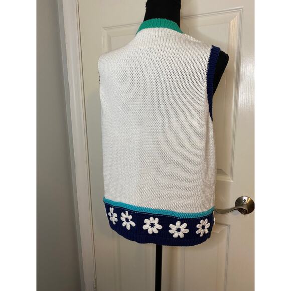 Vintage Eagles Eye Sweater Vest Womens M Knit Ramie Daisy‎ - Picture 8 of 10